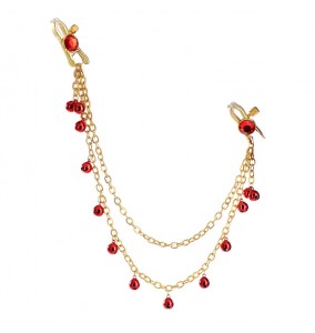 MizzZee - Bell Pendant Gemstone Long Chain Nipple Clamps